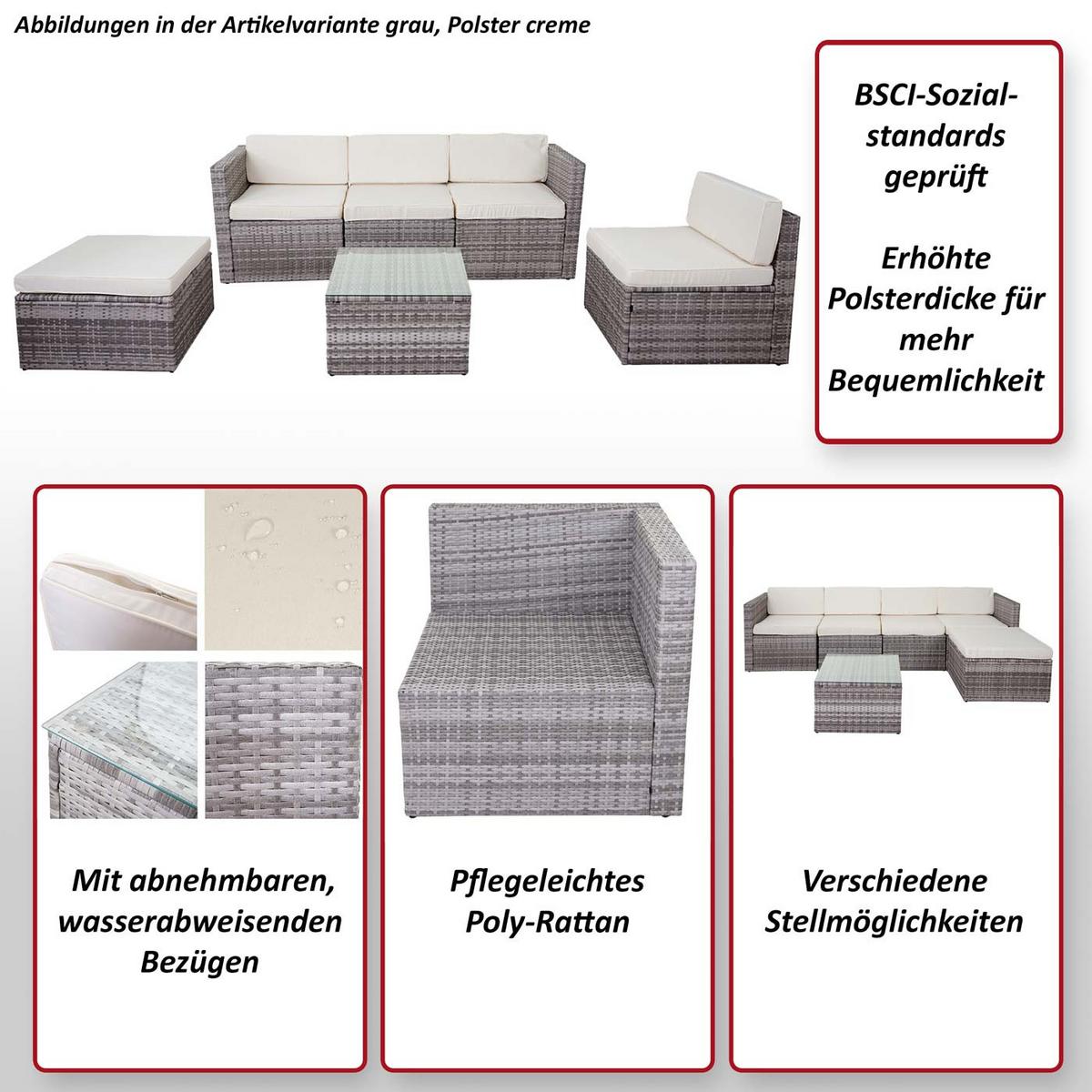 POLY-RATTAN-GARNITUR Anthrazit - Anthrazit, Kunststoff - MCW