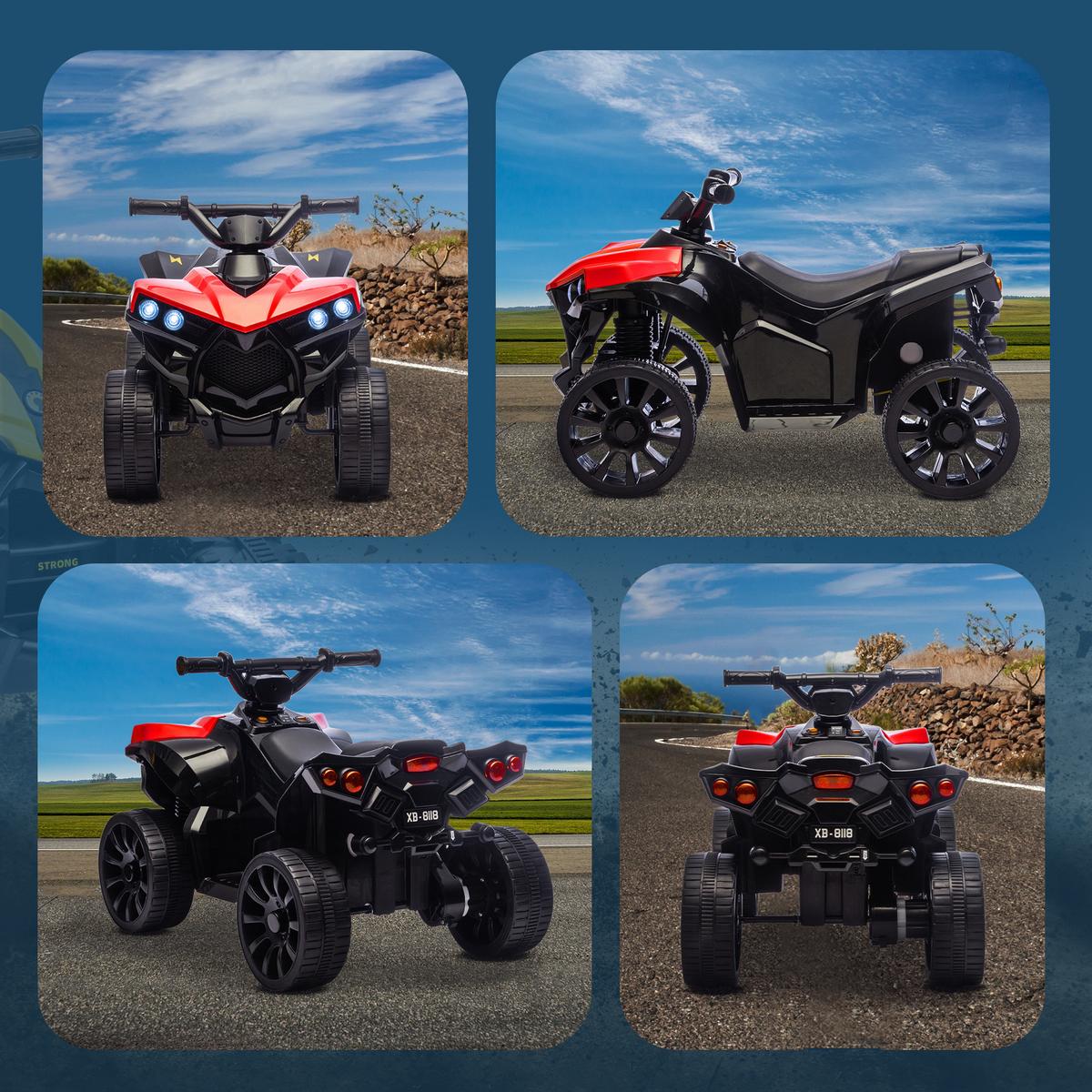 KINDER-ELEKTROQUAD 6V Kinderquad mit Vorwärts-, Rückwärtsfunktion, Musik - Rot, Metall (70/42/45cm) - AIYAPLAY