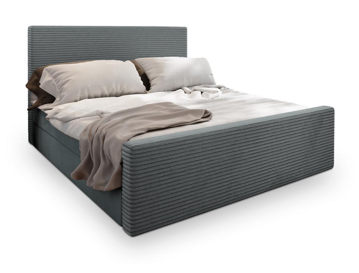 BOXBETT ALORIA 160x200 cm mit Matratze und Topper - Grau - Grau, Holz (160/200cm) - MASSENO