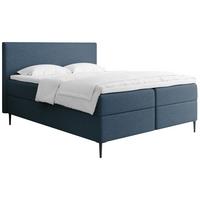 BOXBETT Alba Rise mit Bettkasten, Dunkelblau Chenille 180x200 cm – inkl. H4 Taschenfederkern Matratze & Foam Topper - Schwarz/Dunkelblau, Holz/Textil (180/200cm) - WFL GROUP