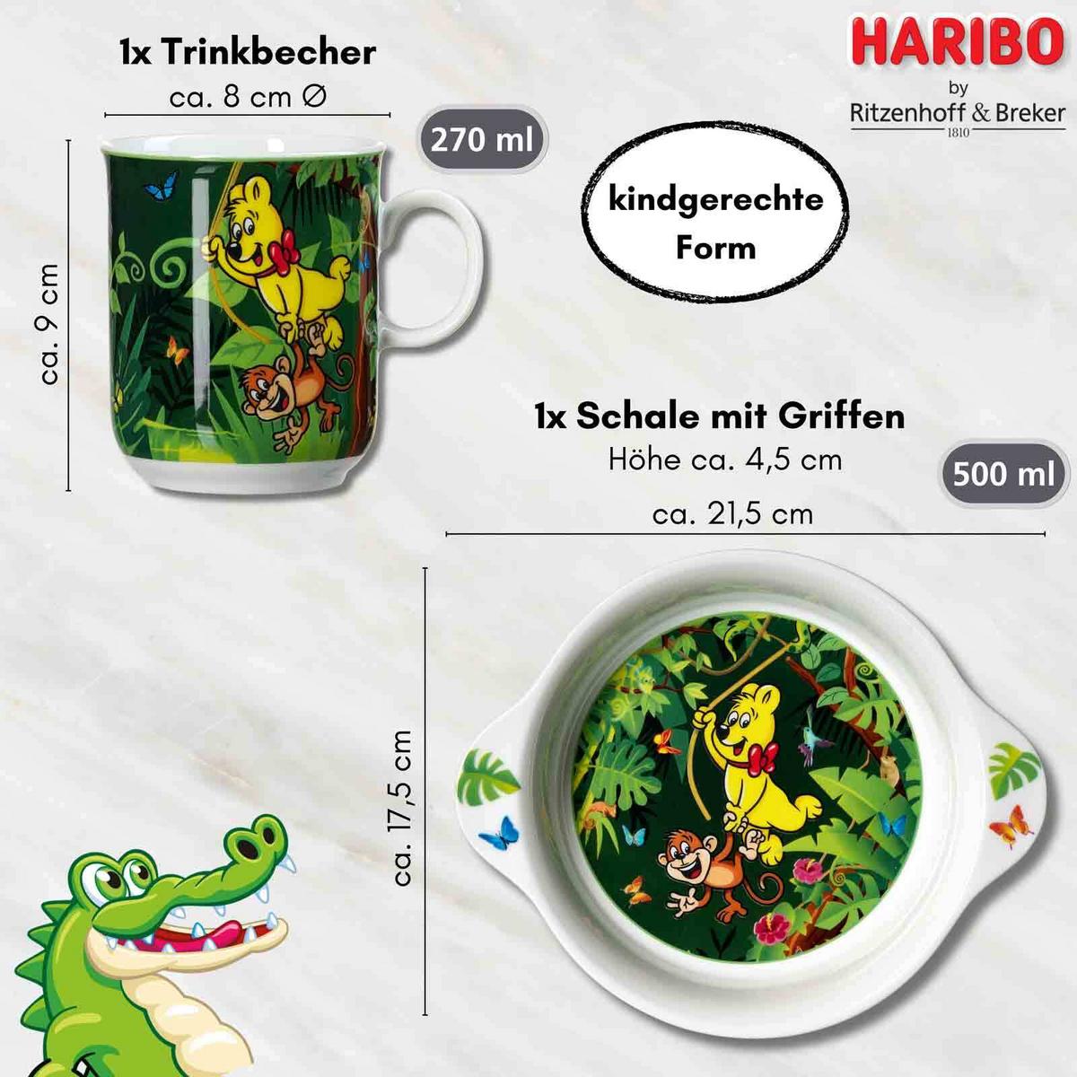 KINDERGESCHIRR-SET Haribo Jungle bunt - Multicolor, Keramik/Kunststoff (2/2/2cm) - Ritzenhoff Breker