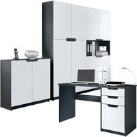 BÜROMÖBELSET Logan Fronten in Weiß matt - Weiß, Holzwerkstoff (246/185/60cm) - Vladon