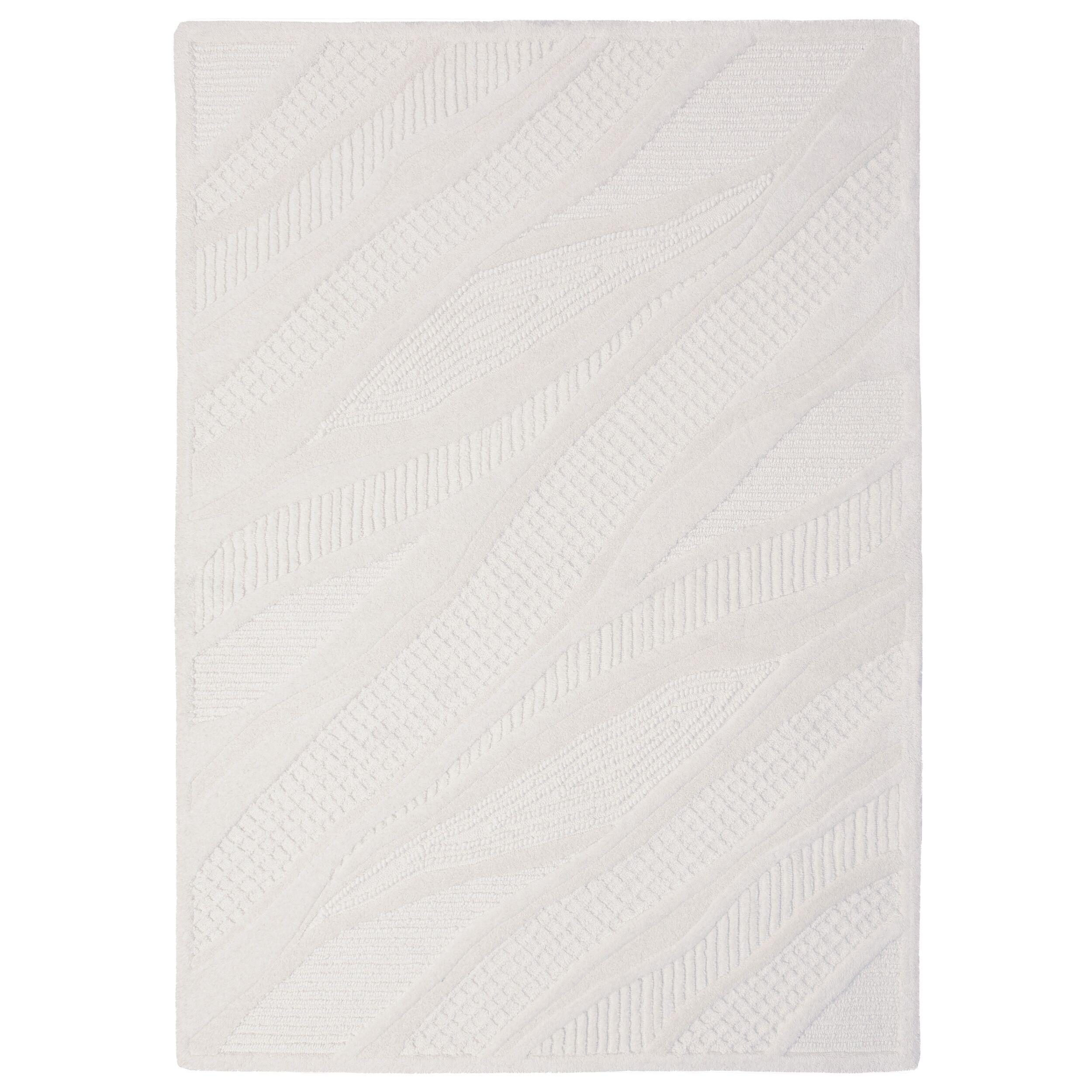 TEPPICH aus Wolle CARVE in Weiß, abstrakt, Florhöhe 14 mm, 160 x 230 cm - Beige, Textil (160/230cm) - KADIMA DESIGN