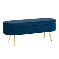 AUFBEWAHRUNGSTRUHE velvet & gold 110 cm - Dunkelblau, Textil (110/42/40cm) - Urban Meuble