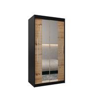 SCHWEBETÜRENSCHRANK 200/100/62 2-türig - Silberfarben/Schwarz, Holz/Kunststoff (100/200/62cm) - Abiks Möbel