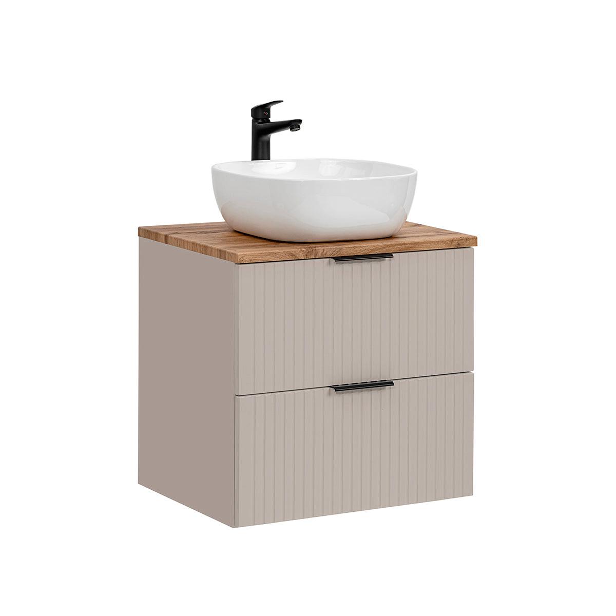BADMÖBEL 60.6cm Adriel 2er-Set Kaschmir und Holz - Beige, Holzwerkstoff (60.6/59/46cm) - Petits-meubles