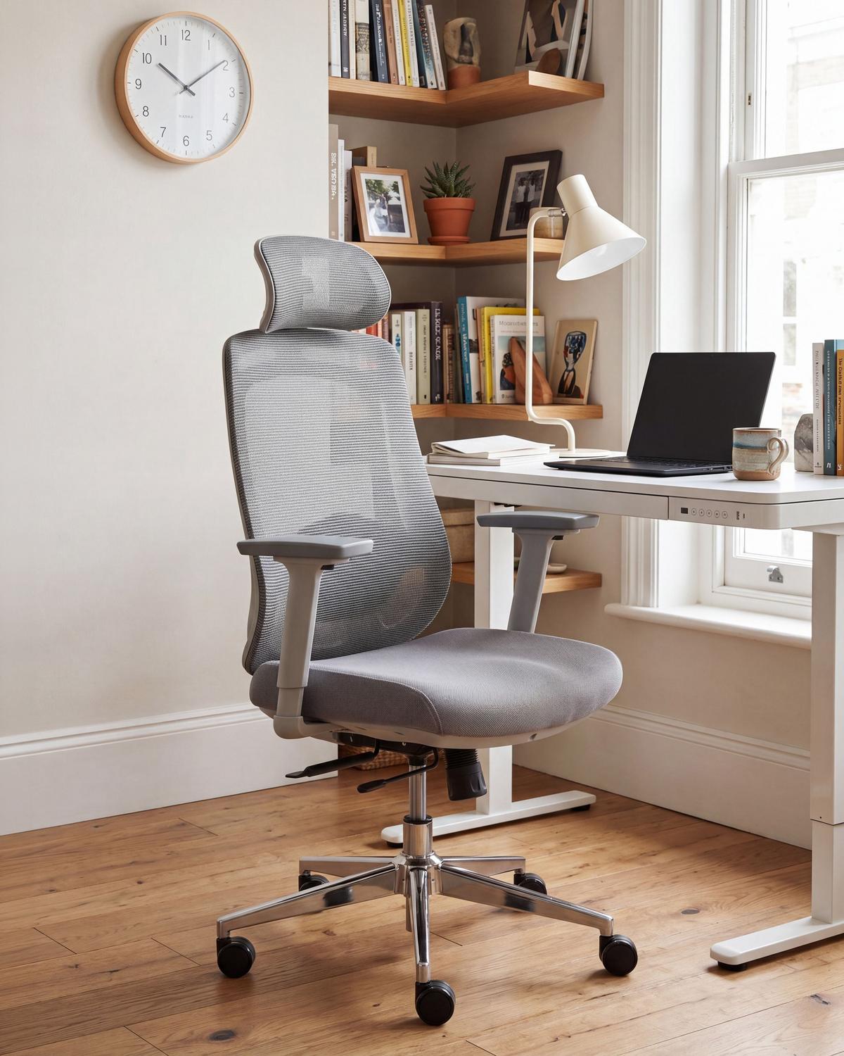 BÜROSTUHL Grau Olyra - Grau, Textil (60/119/72cm) - Beliani