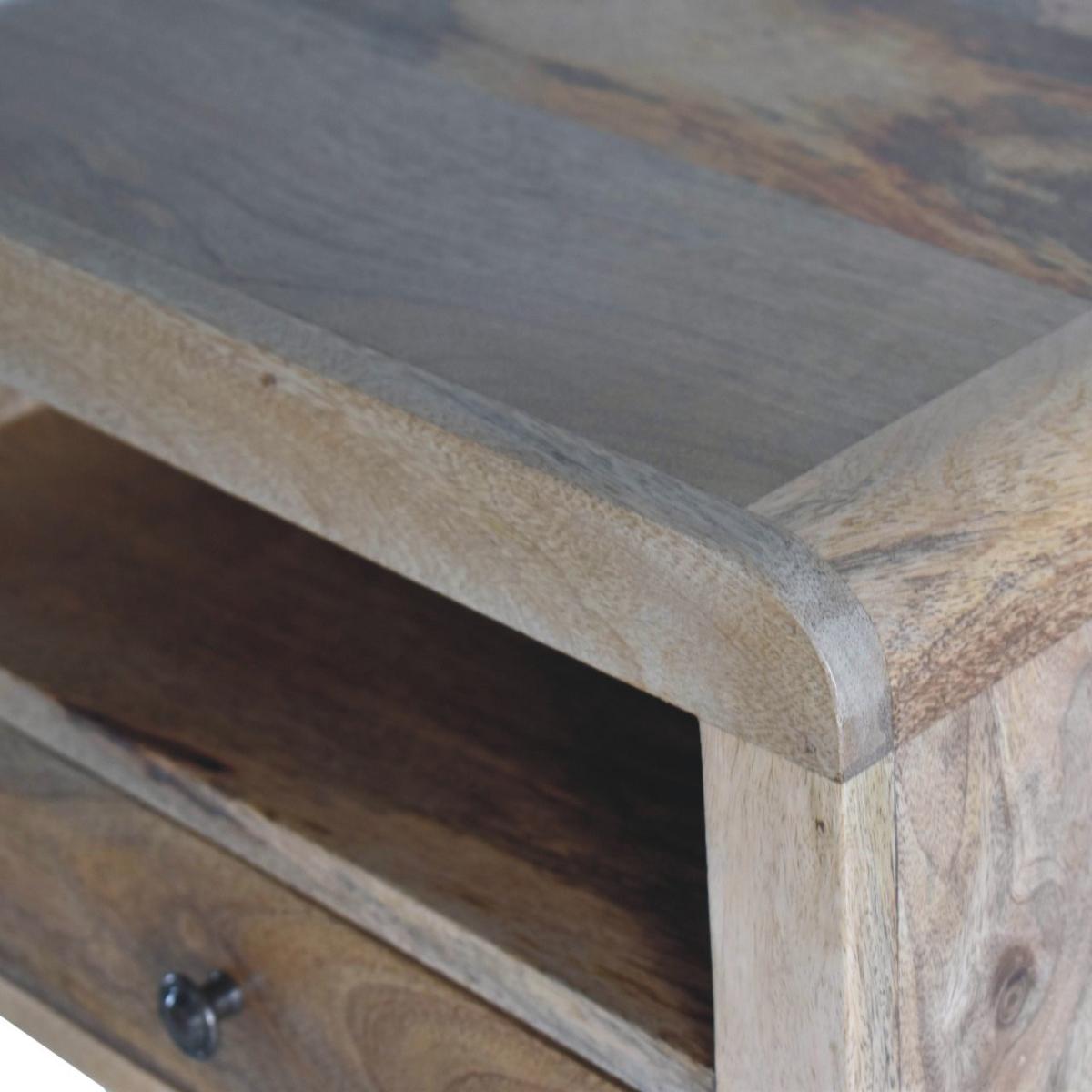 NACHTKASTEN Massiv Eichenoptik Schwebend, 1 Schublade und Offenes Regal, Beige - Beige/Messingfarben, Holz/Metall (45/25/30cm) - Artisan Furniture