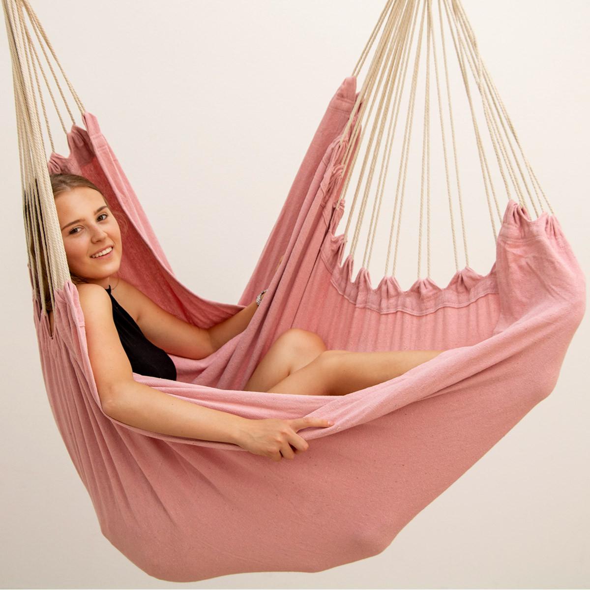 XXL-HÄNGESESSEL inkl. Gestell, 210 cm, Rosa - Rosa, Textil (140/210/160cm) - Amanka