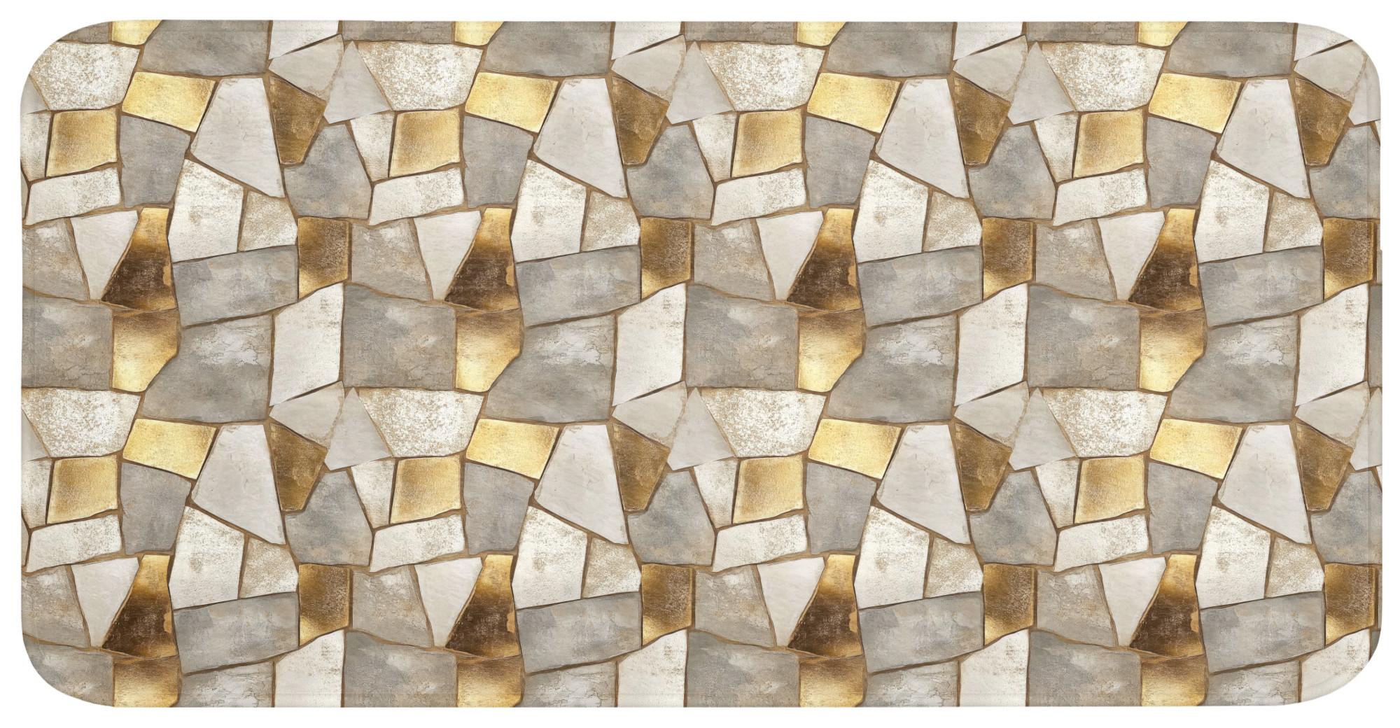 BADEMATTE Mosaik - Marmor - Gold Badezimmerteppich 120x60 cm - Champagner, Textil (120/60cm) - OnlyWow
