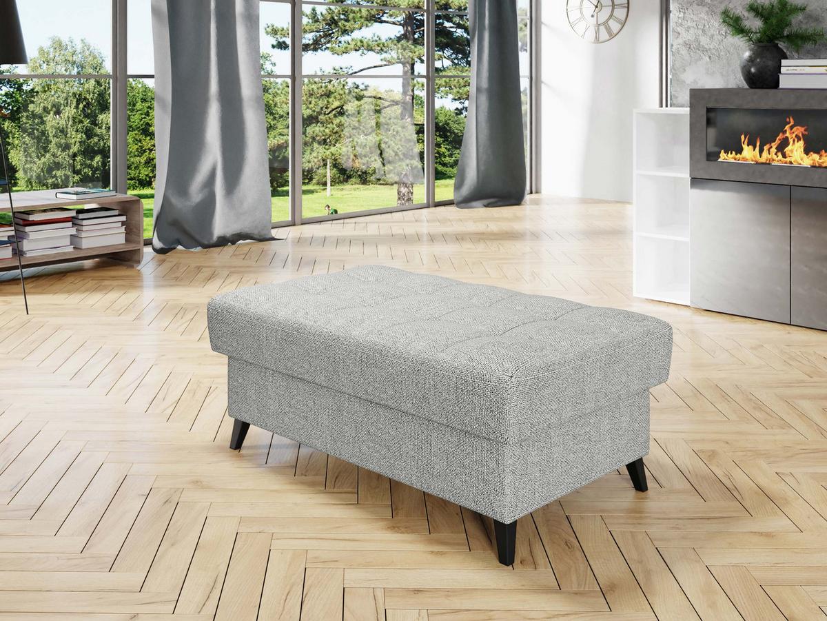 POLSTERHOCKER Nord - Hellgrau/Schwarz, Holz/Textil (106/44/67cm) - MIRJAN24