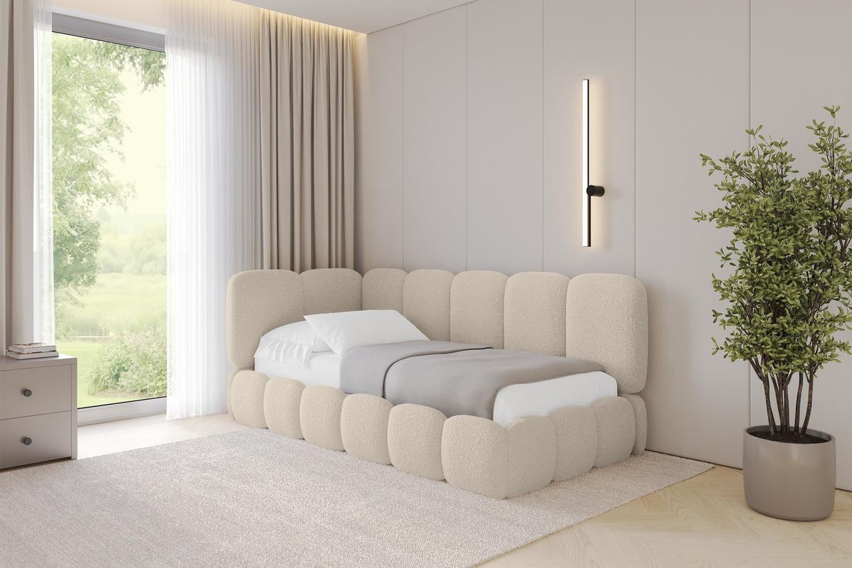 EINZELLBETT Jugendbett mit Bettkasten, Rechts - AVRY 90x200 Dunkelbeige - Taupe/Cappuccino, Holzwerkstoff/Textil (90/200cm) - ALTDECOR