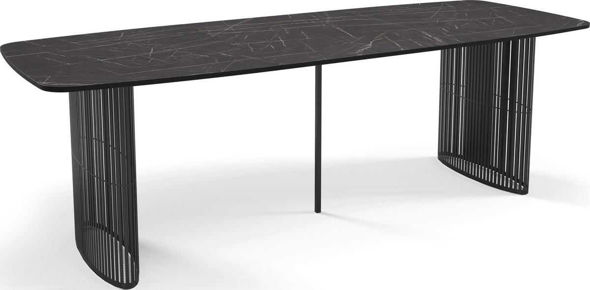 ESSTISCH Cavaro rechteckig oval ausziehbar, Marmor Schwarz 200-276/90/76 cm - Anthrazit/Schwarz, Holzwerkstoff/Metall (90/276/76cm) - WFL GROUP