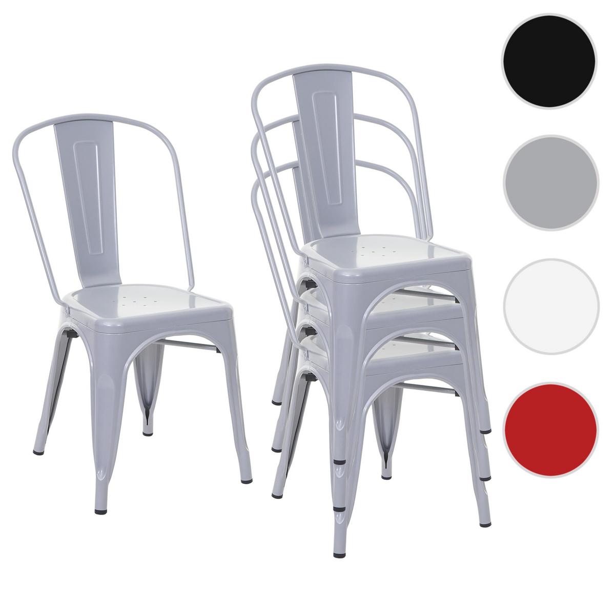 STUHL METALL Grau 4er-Set - Grau, Metall (45/87/43cm) - MCW