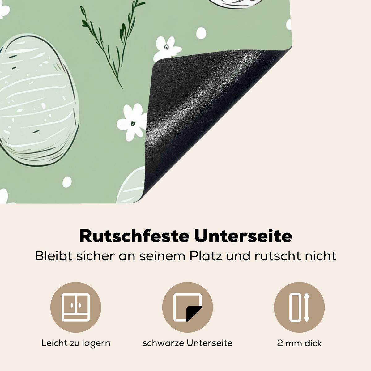 HERDABDECKPLATTE Grün - Eier - Muster Abdeckung Ceranfeld 58.3x51.3 cm - Waldgrün, Kunststoff (58.3/51.3/0.2cm) - MuchoWow