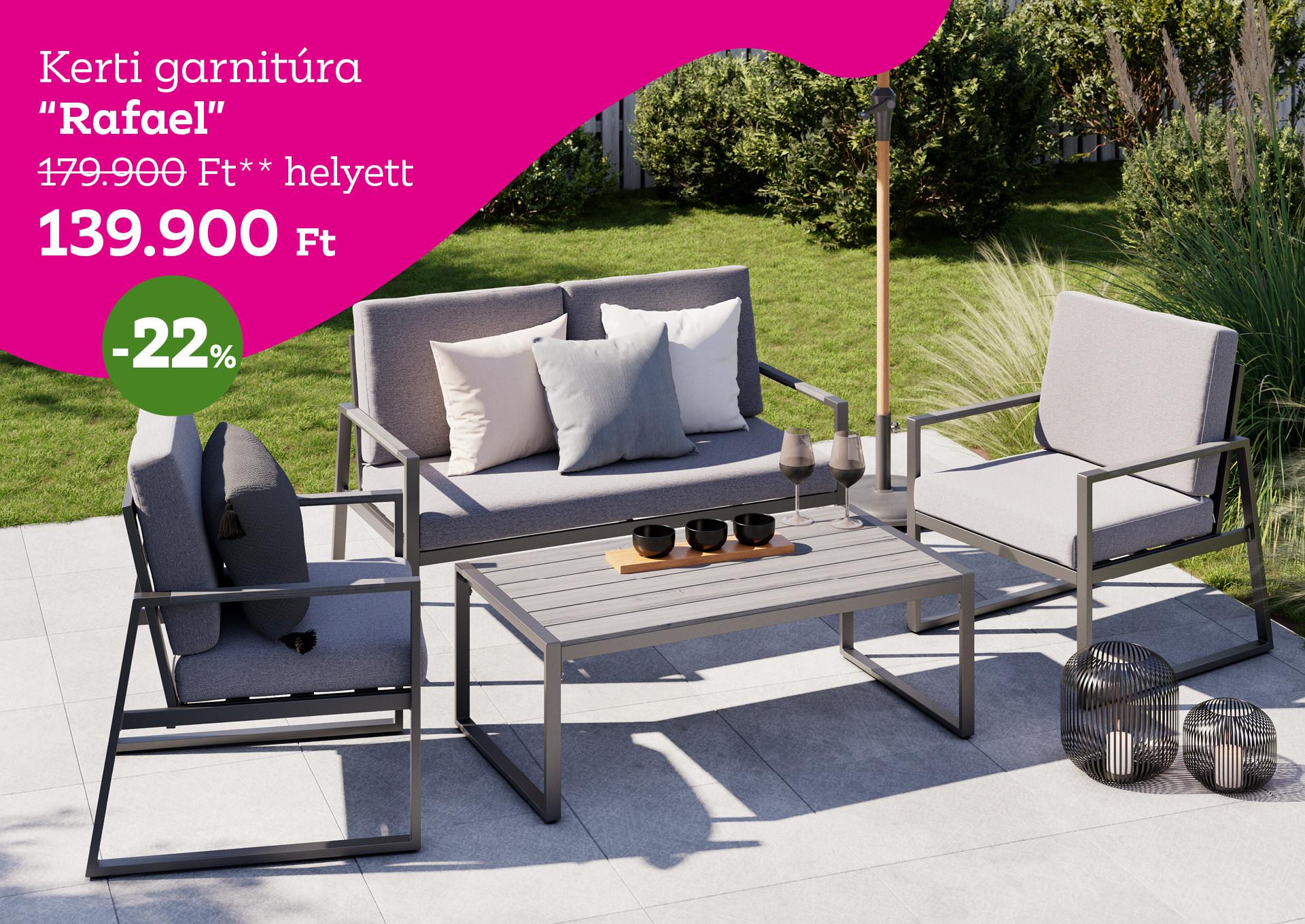 Kerti garnitúra  RAFAEL 179900 Forint helyett 139900 Forint, kedvezmény mértéke 22%
