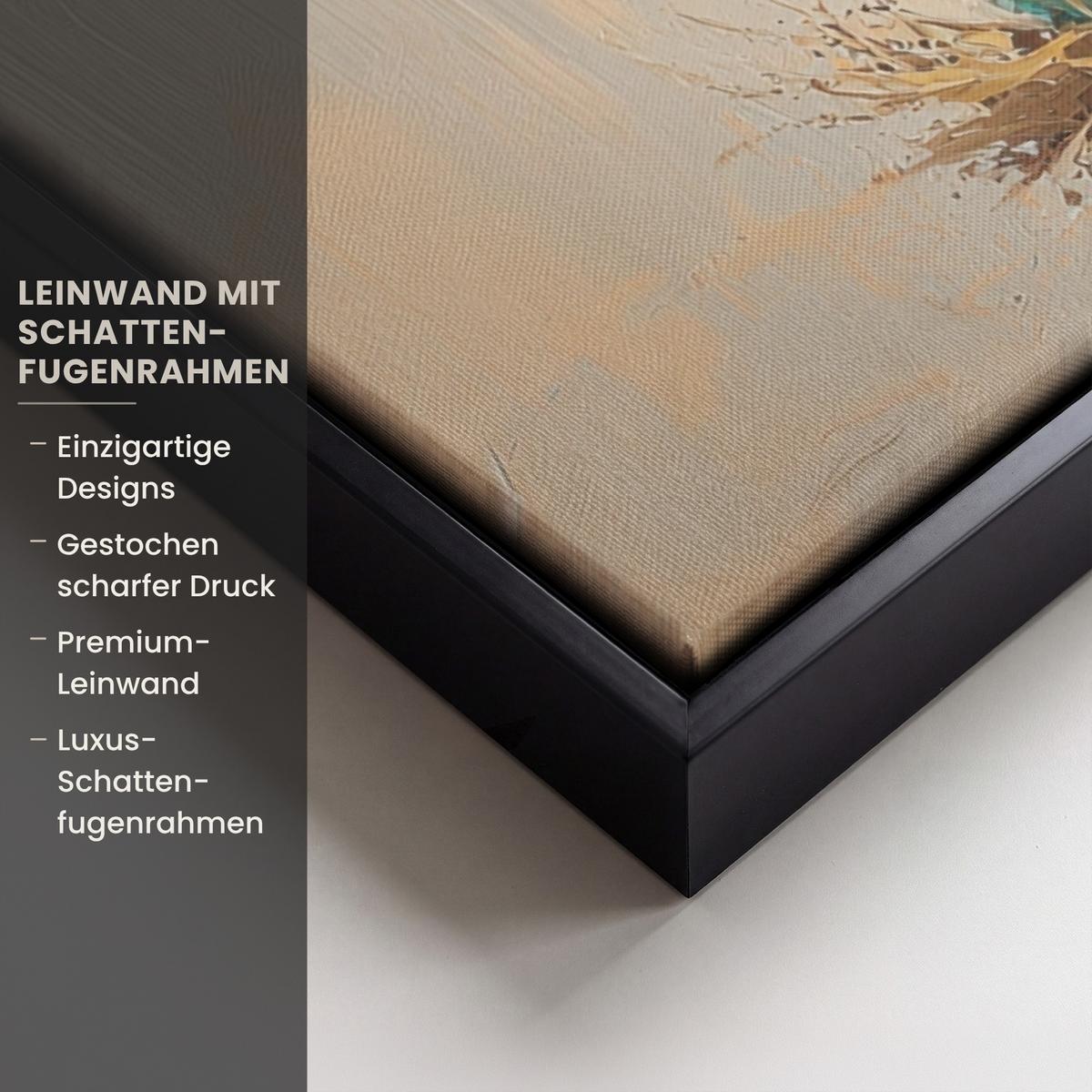 LEINWAND Bilder mit Rahmen - Osterhase - Pastell - Eier - 70x50 - Beige, Textil (70/50cm) - MuchoWow
