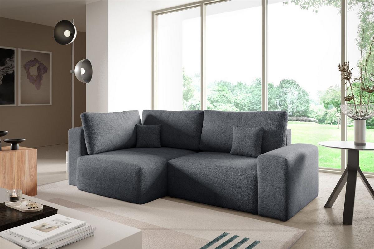 ECKSOFA Arona Mit Schlaffunktion - Dunkelgrau, Holzwerkstoff/Textil (148/253cm) - Fun Möbel
