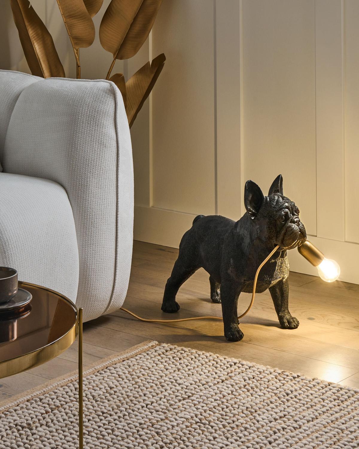 TISCHLAMPE Hund Schwarz Baxter - Messingfarben/Schwarz, Kunststoff (47/24/43cm) - Beliani