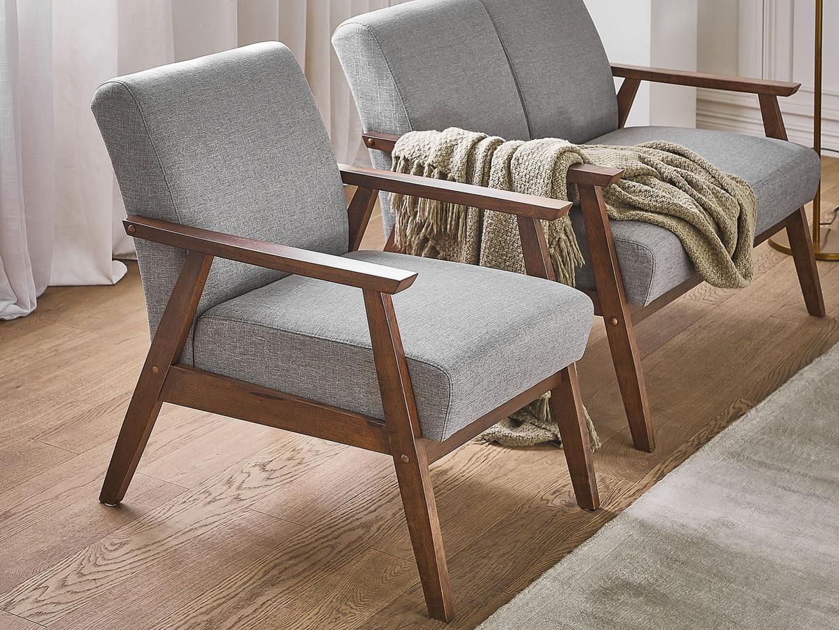 SESSEL Polsterbezug Grau Asnes - Grau, Holz/Textil (62/80/80cm) - Beliani