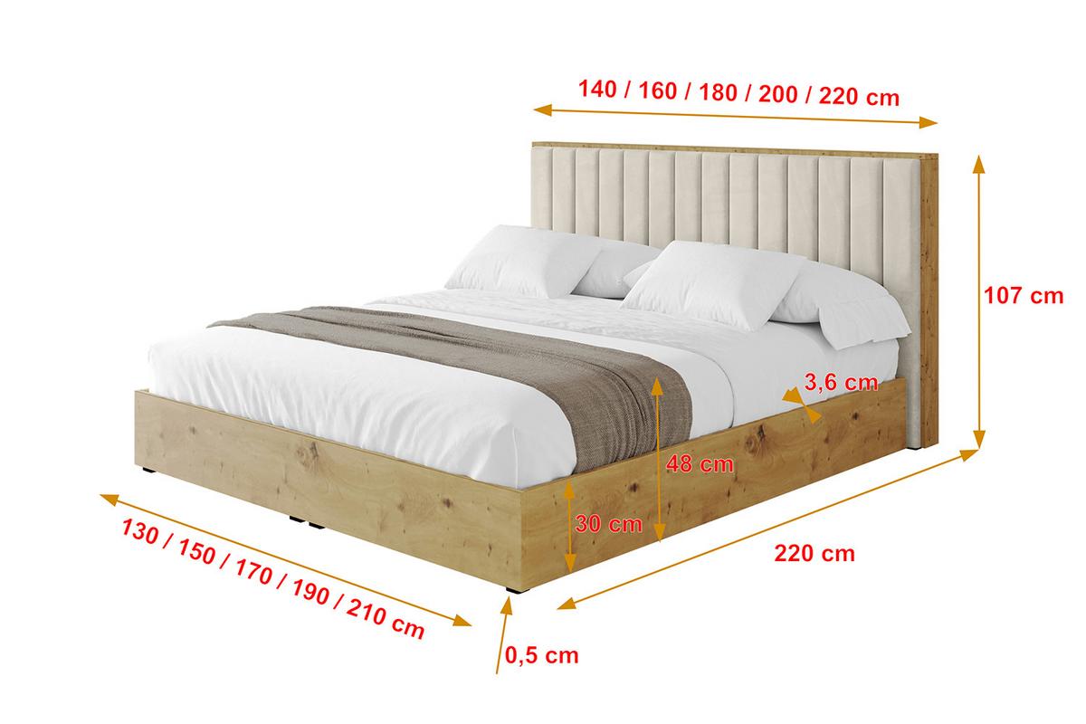 POLSTERBETT mit Bettkasten und Lattenrost, Bett mit Matratze H3/H4 - ENZO4 200x200 Beige - Beige, Holzwerkstoff/Textil (200/200cm) - ALTDECOR