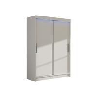KLEIDERSCHRANK Miami I, mit RGB LED Beleuchtung - Silberfarben/Weiß, Holzwerkstoff/Kunststoff (120/200/58cm) - MIRJAN24