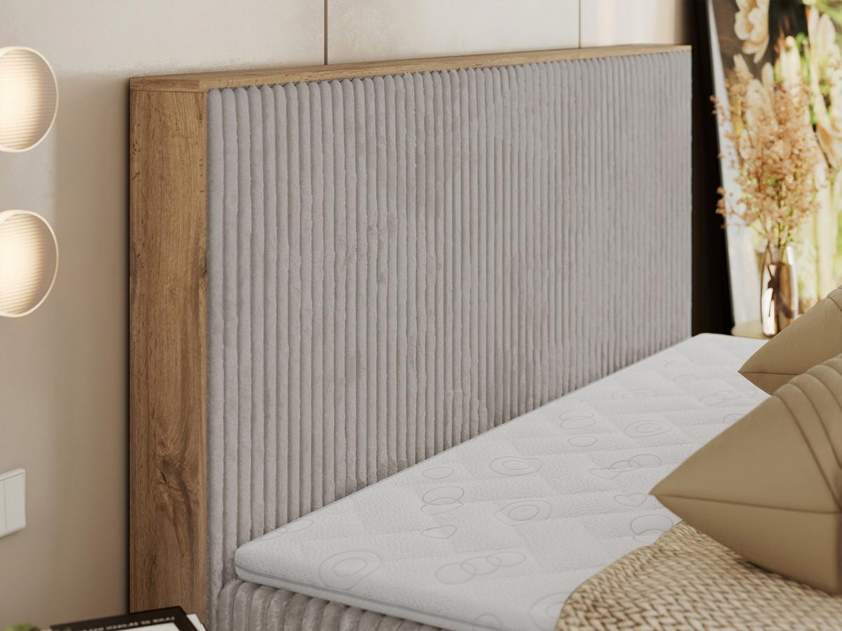 BOXBETT WOOD CLASSIC 160/200 - Hellgrau Cord - H4 - Hellgrau, Textil (160/200cm) - MKS