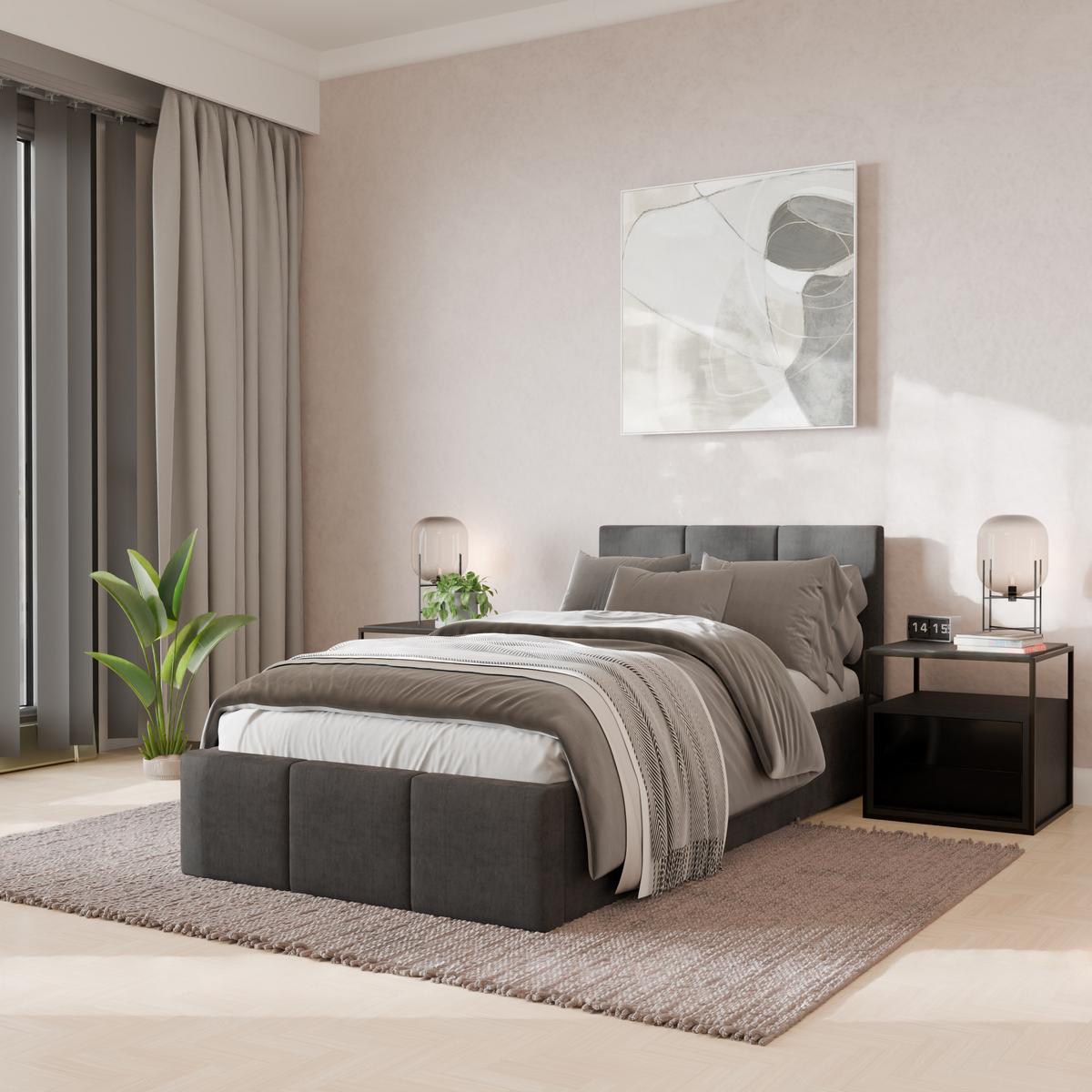 POLSTERBETT für Schlafzimmer Bett mit Stauraum Grau 90x200 - Grau, Holzwerkstoff/Metall (90/200cm) - Muralo