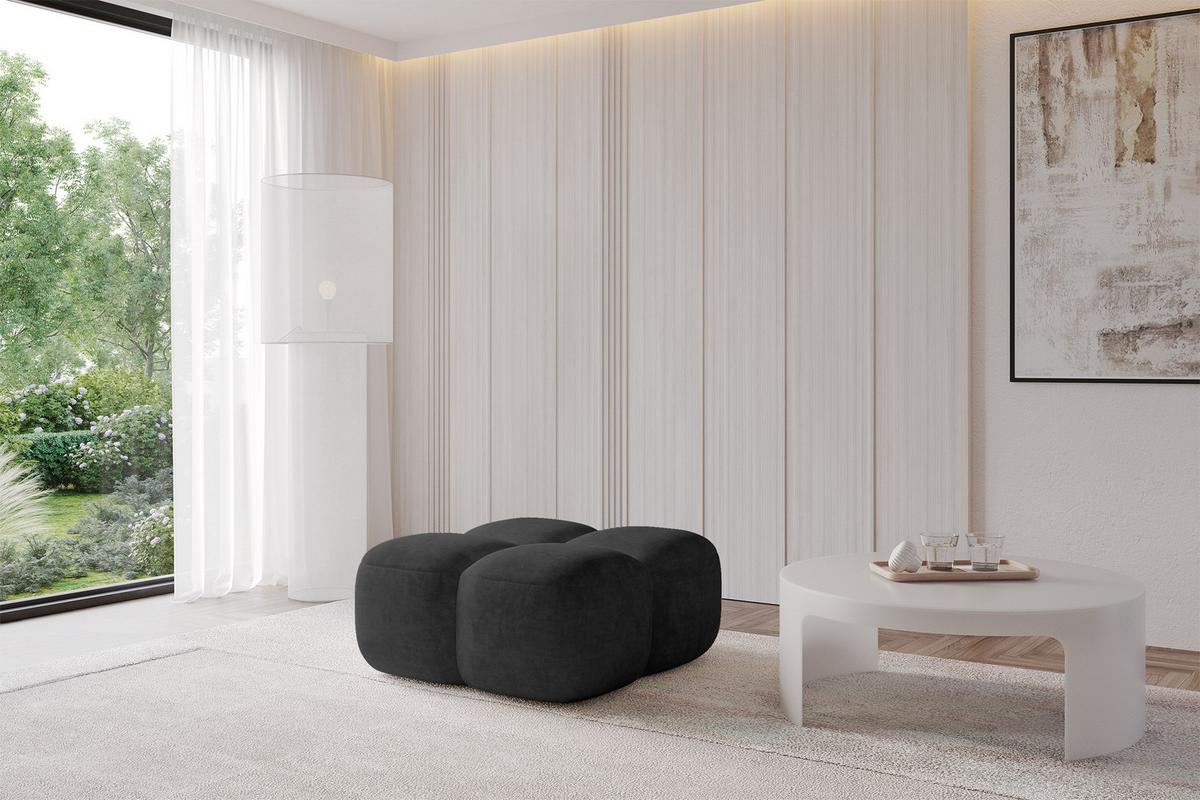POUF Miko-Puf 90x90x45 cm Dunkelgrau Velours Modular Sitzhocker - Dunkelgrau/Schwarz, Holzwerkstoff/Kunststoff (90/43/90cm) - ALTDECOR