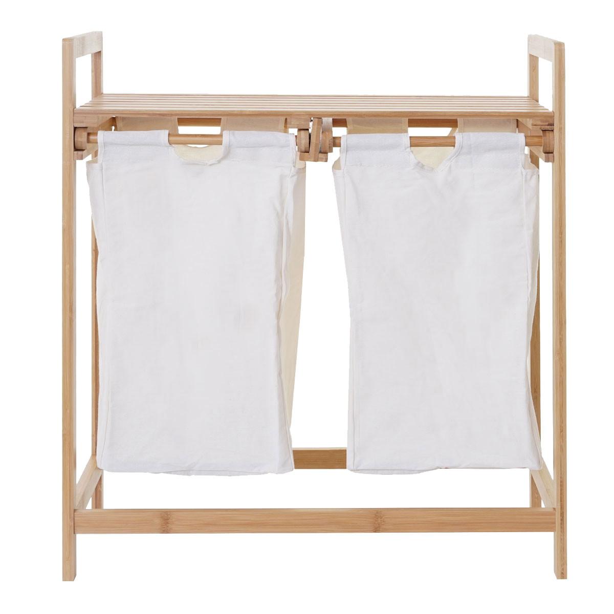 WÄSCHESAMMLER Braun, Weiß - Braun/Weiß, Holz (64/74/33cm) - MCW
