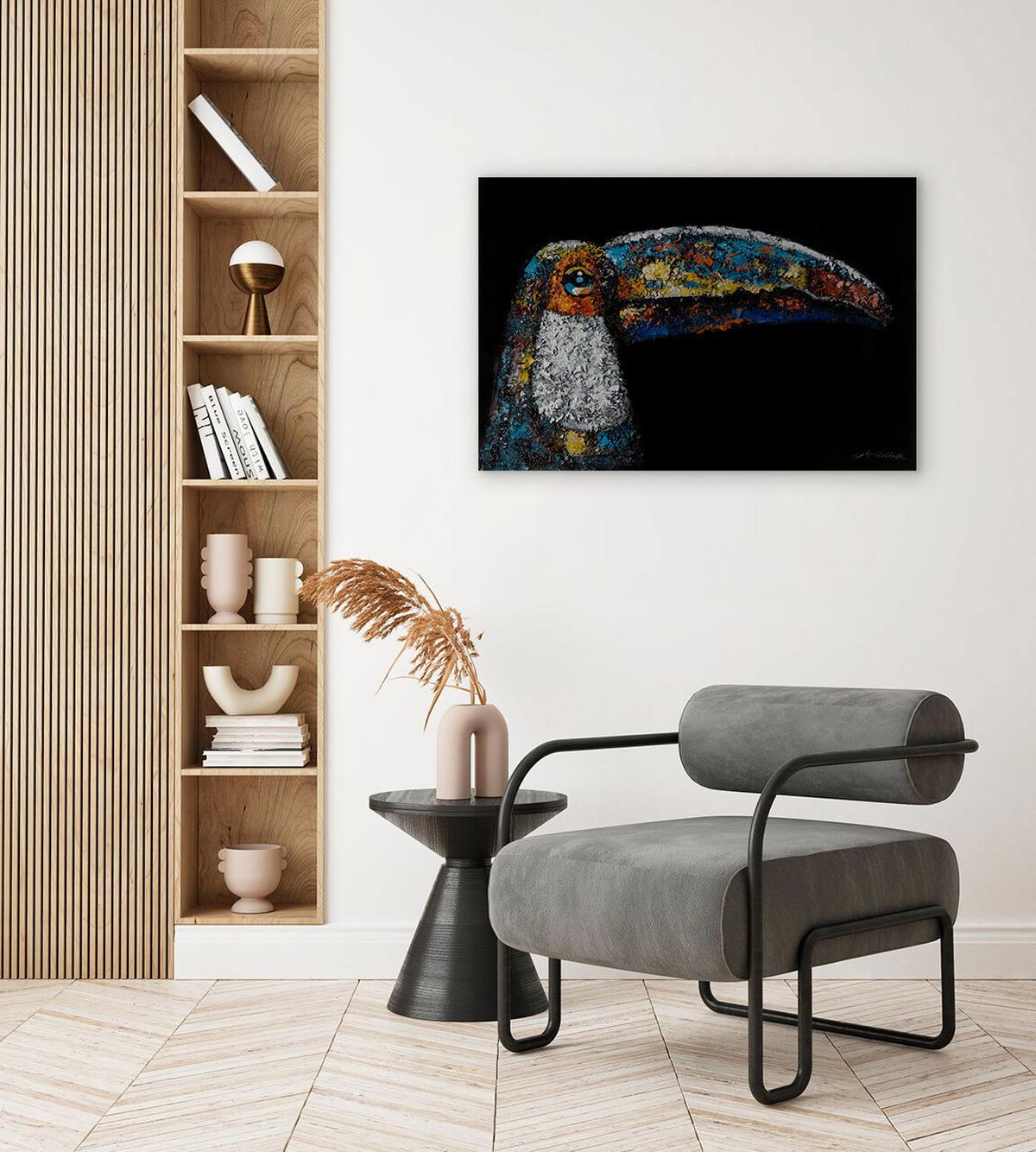 ACRYLBILD HANDGEMALT 90/60 cm - Schwarz, Holz/Textil (90/60cm) - KUNSTLOFT