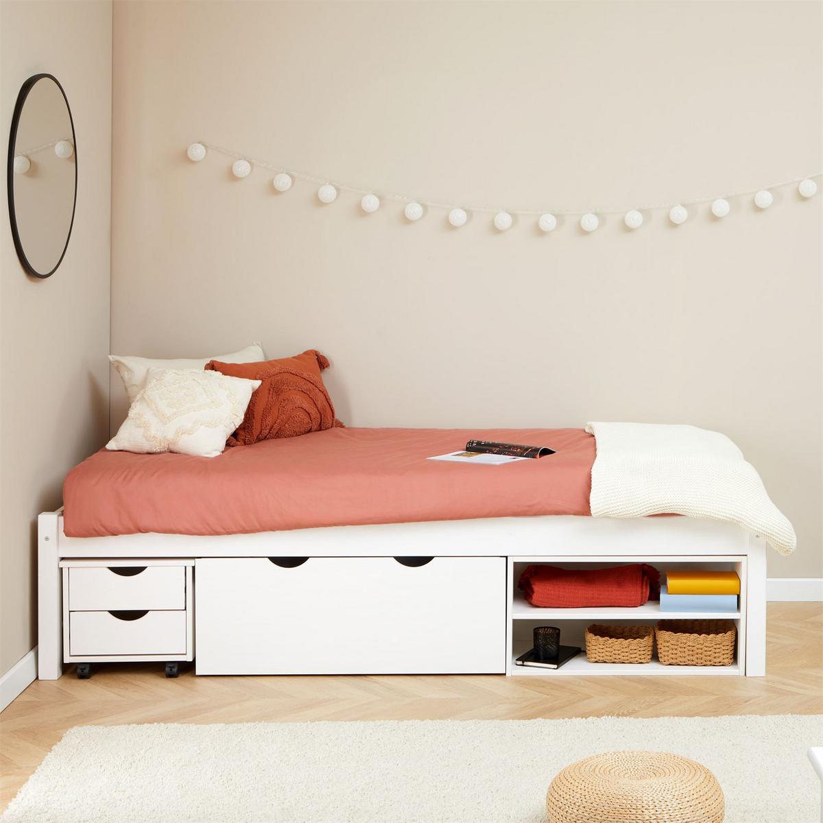 SCHUBLADENBETT SABRINA 90x190 cm weiß - Weiß, Holz (90/190cm) - IDIMEX