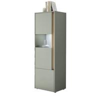 VITRINE Salbei grün, Barista Eiche 50 x 150 cm, Vitrinenschrank halbhoch - Salbeigrün/Eichefarben, Glas/Holzwerkstoff (50/155/40cm) - Furn.Design