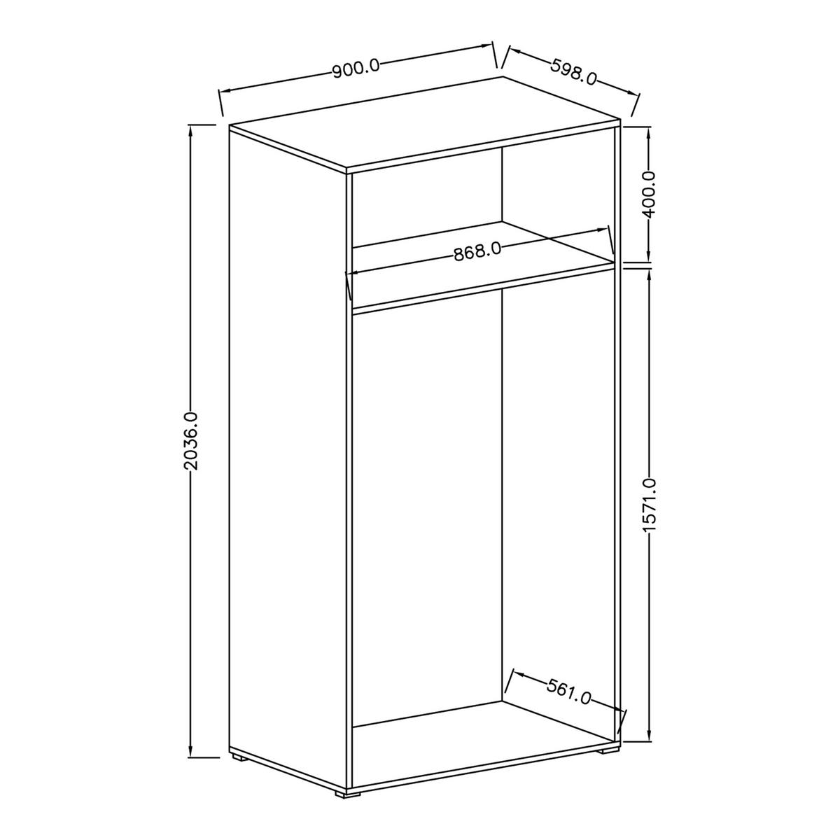 DREHTÜRENSCHRANK TULLIA 90/204/60 cm 2-türig Eichefarben - Eichefarben, Holzwerkstoff (90/204/60cm) - MASSENO