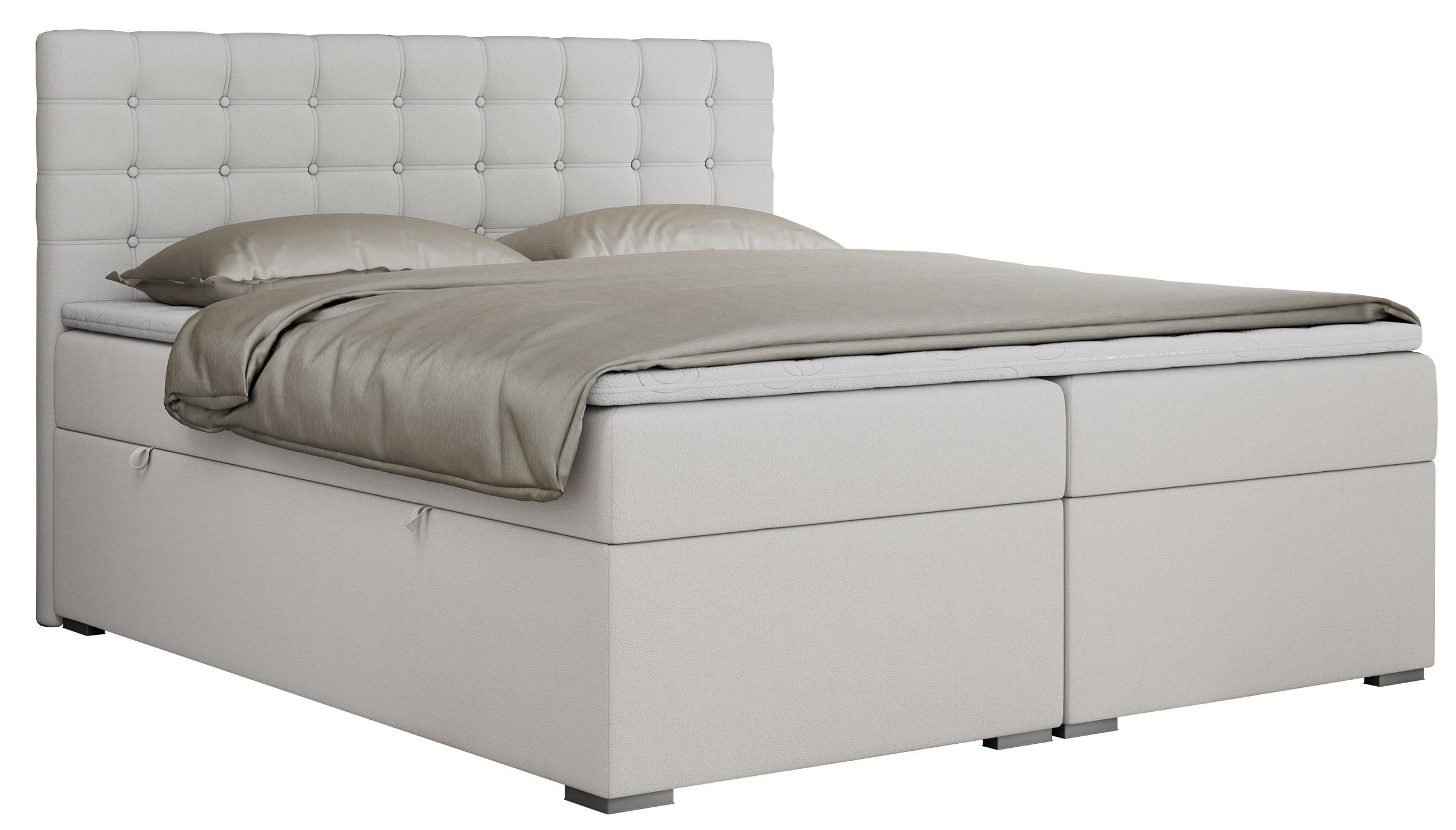 BOXBETT SUSAN 160/200 Weiß Kunstleder - H4 - Weiß, Holz/Textil (160/200cm) - MKS