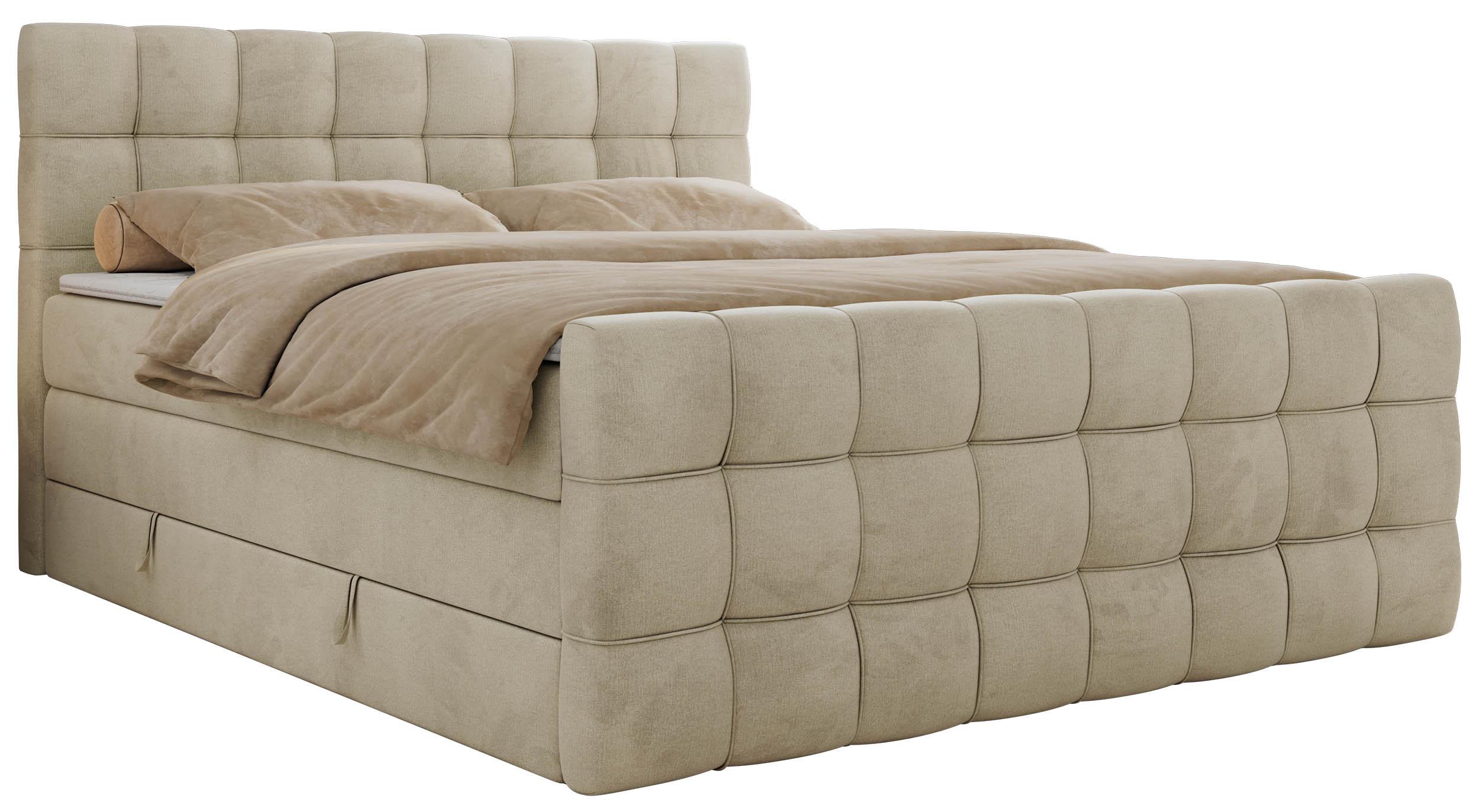 BOXSPRINGBETT ALTIVO KING DUO 140/200 - Beige Velvet - H4 - Beige, Textil (140/200cm) - MKS