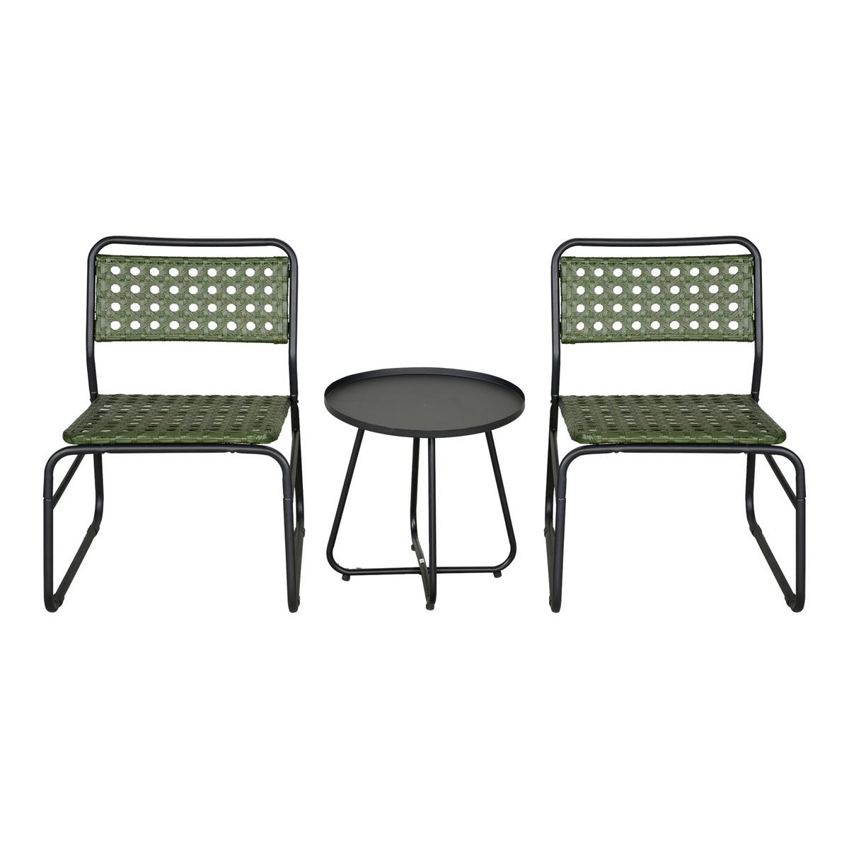 BISTRO-SET 3 TLG. Brienza - Grün, Metall - casa.pro