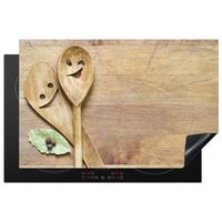 HERDABDECKPLATTE Holz - Löffel - Braun - Smiley Abdeckung Ceranfeld 81.2x52 cm - Hellbraun, Kunststoff (81.2/52/0.2cm) - MuchoWow
