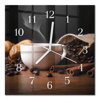 WANDUHR aus Glas 30x30 cm - Kaffee - Braun, Glas (30/30/0.4cm) - TULUP
