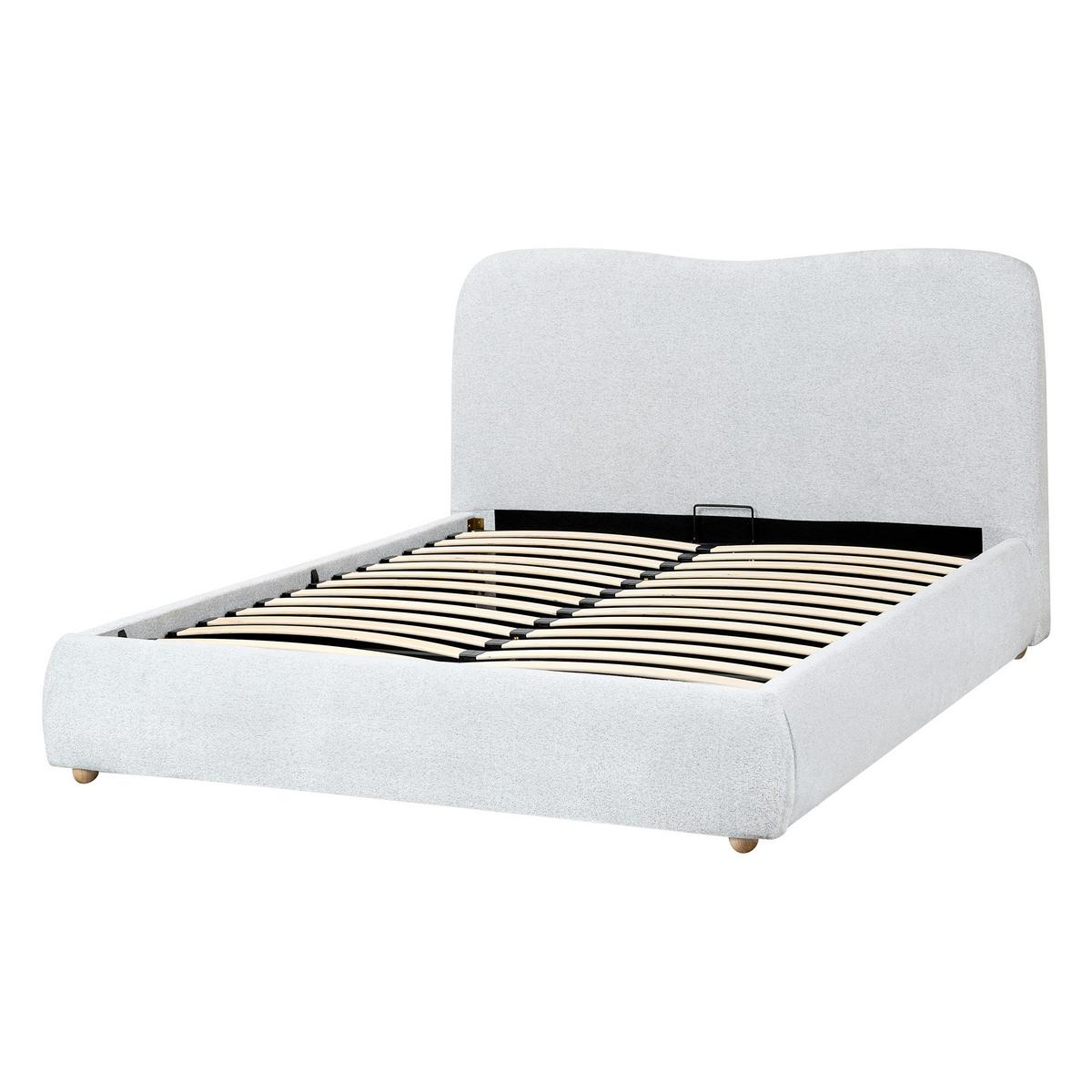 BETT mit Stauraum 140/200 cm Hellgrau Blagnac - Hellgrau/Braun, Textil (140/200cm) - Beliani
