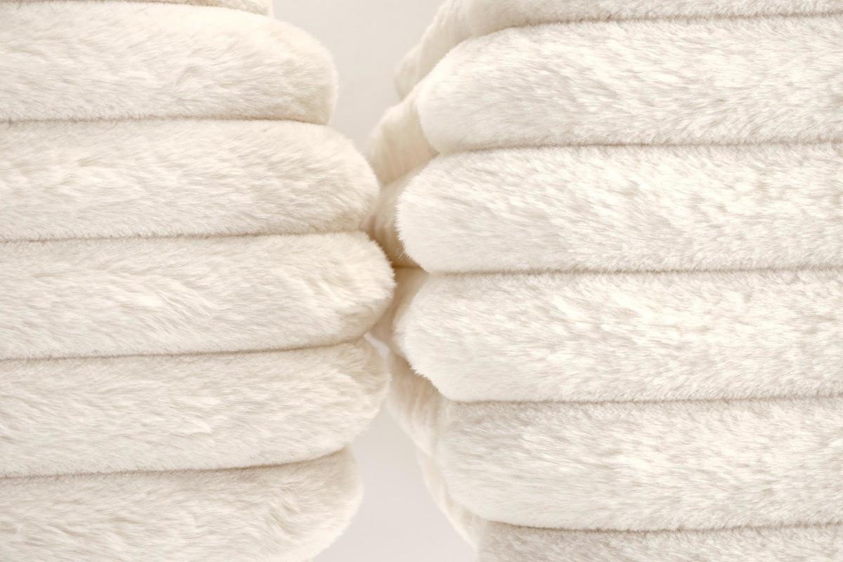 POUF-SET der gepolsterten AUREA Creme - Creme, Textil (40/45/40cm) - Lookway