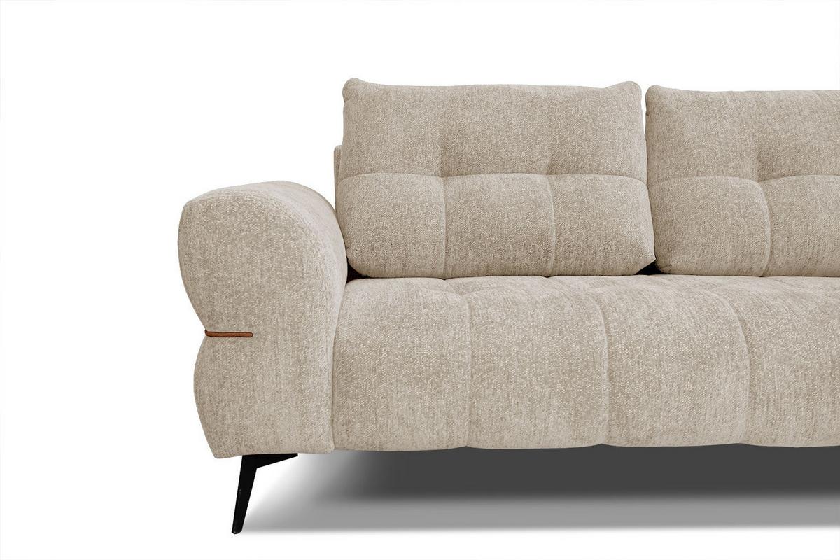 SOFA SALVINI 3-Sitzer, ecru - Ecru/Schwarz, Holzwerkstoff/Textil (176/88/99cm) - Wozimo