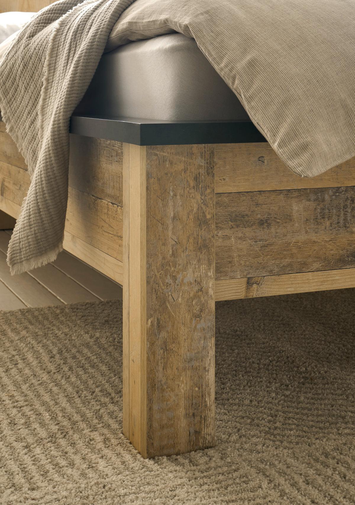 BETT Used Wood hell, Anthrazit, Doppelbett Liegefläche 180 x 200 cm - Eichefarben/Anthrazit, Holzwerkstoff/Metall (180/200cm) - Furn.Design