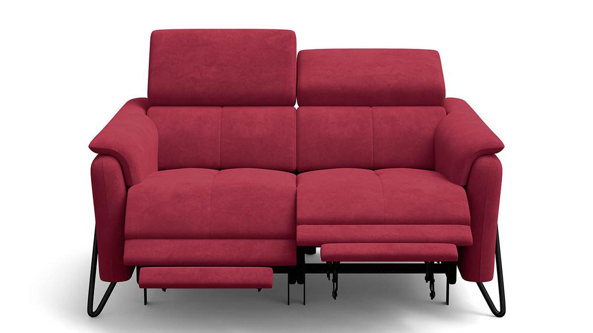 RELAXSOFA RODEN 2-Sitzer mit 2 Relax, rostrot, Veloursstoff - Rot, Holz/Textil (148/82/103cm) - Wozimo