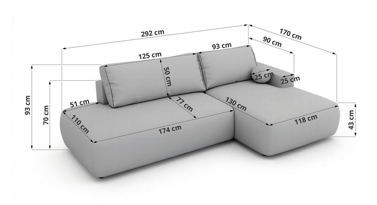 ECKSOFA TAREN L Dunkelgrau Velvet - Rechts - Dunkelgrau/Schwarz, Kunststoff/Textil - MKS