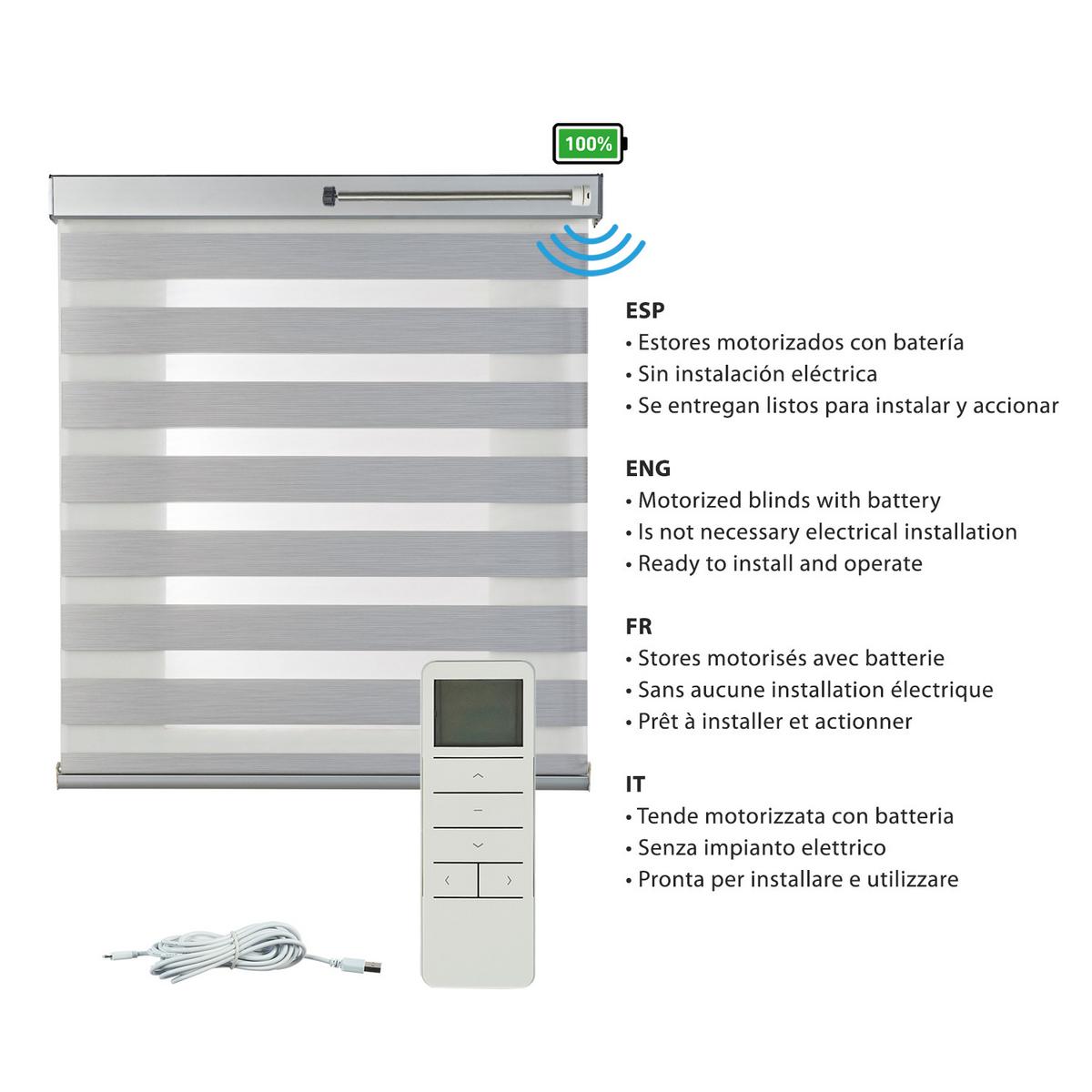 DOPPELROLLO Motorisiertes Silber 180x250 cm - Silberfarben, Kunststoff (180/250cm) - STORESDECO