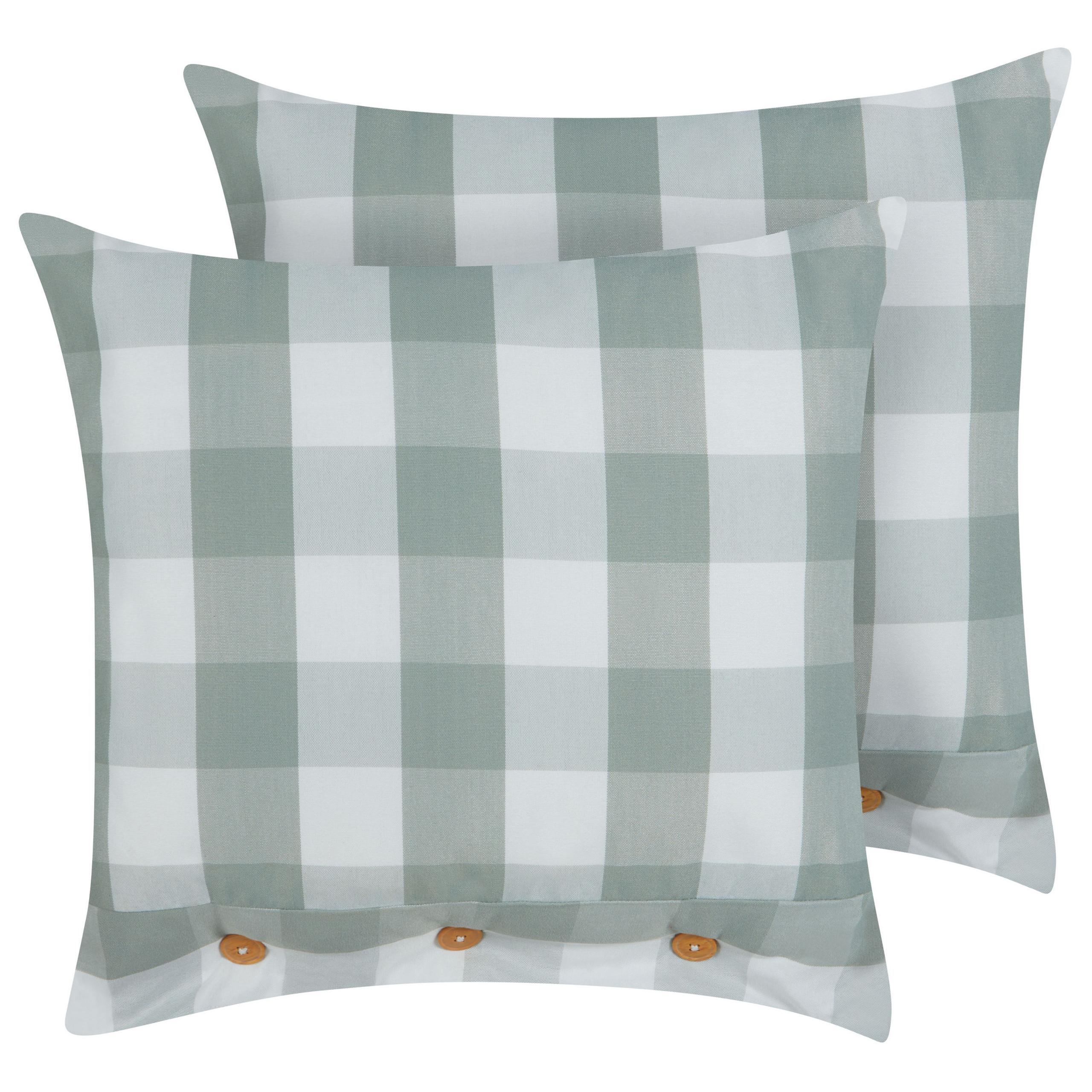 DEKOKISSEN 2er-Set Mintgrün 45/45 cm Tamnine - Weiß/Mintgrün, Textil (45/45cm) - Beliani
