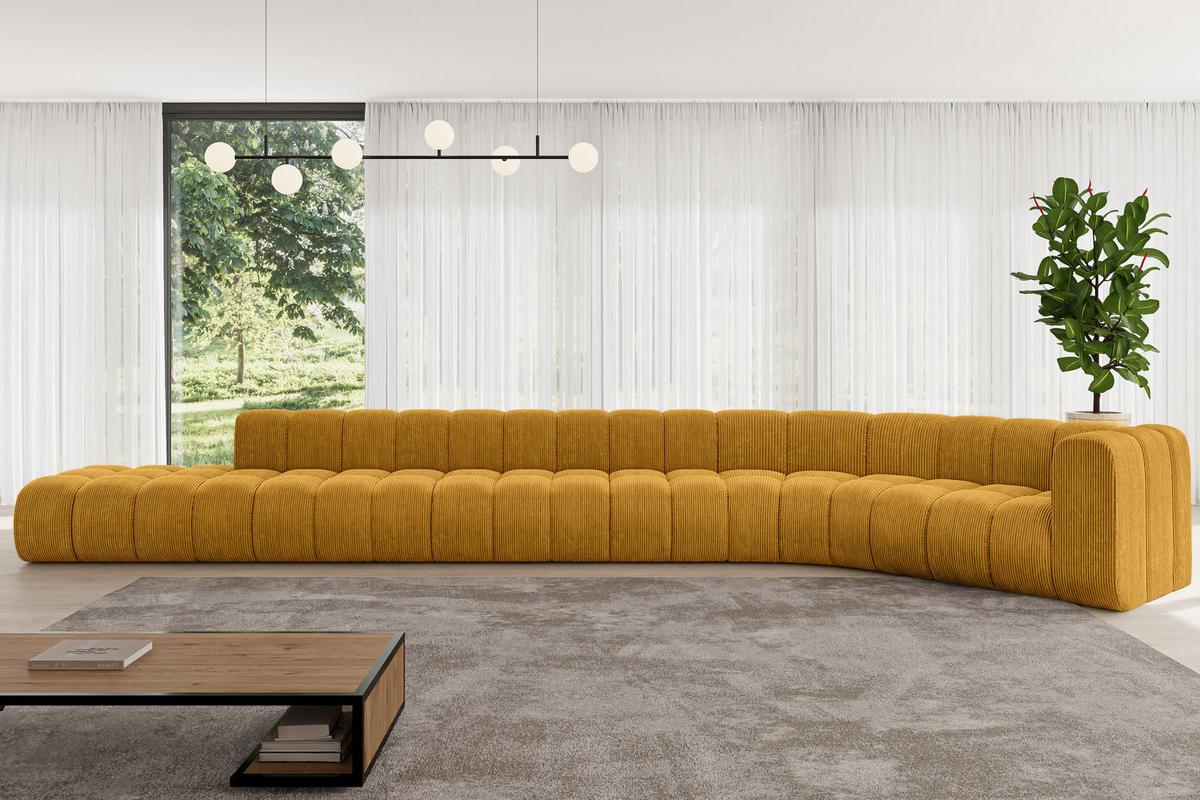ECKSOFA modulares Sofa Tilmo-L3 - 581x194x70 cm Senfgelb - Currygelb, Holzwerkstoff/Textil (581/194cm) - ALTDECOR