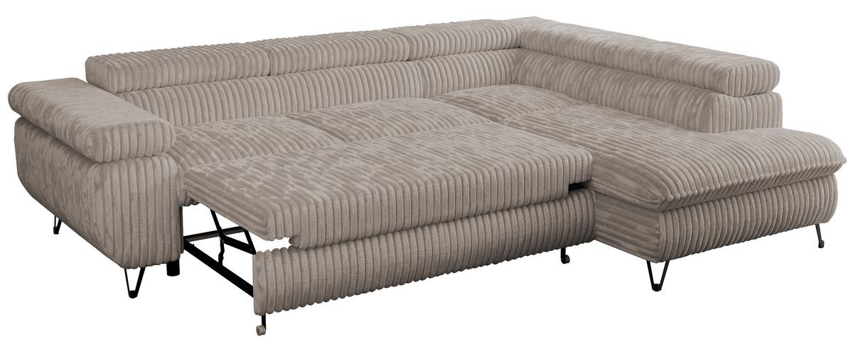 ECKSOFA PEDRO L Hellbraun Cord - Rechts Seite - Hellbraun/Schwarz, Textil/Metall (273/208cm) - MKS