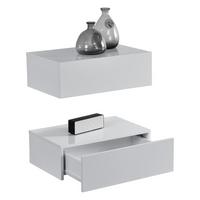 NACHTTISCH Oslo, 2er Set, hängend, mit Schublade - Weiß, Holzwerkstoff (46/15/30cm) - [en.casa]
